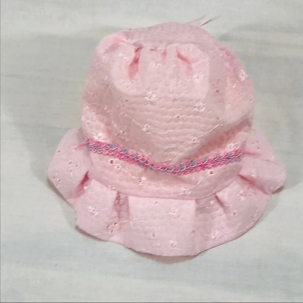 Handmade with Embroidered Flowers Baby Hat, Pink